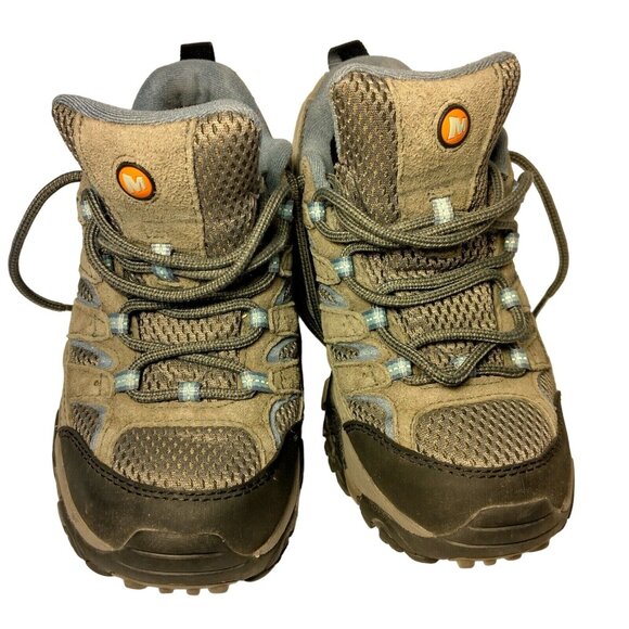 Merrell Moab Shoes Womens 7 Gray Blue Mesh Hiking Comfort Work Lace Up Vibram - Picture 10 of 16